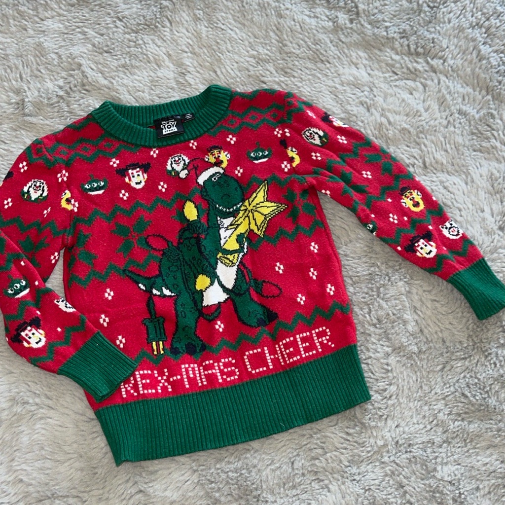Disney Toy Story Rex Dinosaurs Ugly Christmas Sweater Sz 12m Woody